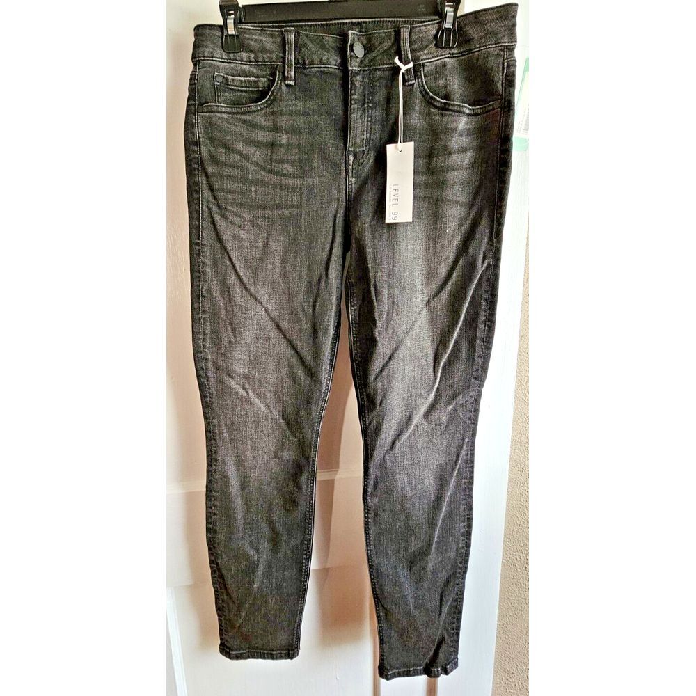 NWT‎ Level 99  Damon skinny black denim jeans woman Sz 32 cotton lyocell blend
